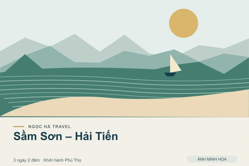 Đồ họa minh họa tour Sầm Sơn – Hải Tiến 3 ngày 2 đêm khởi hành Phú Thọ; không phải ảnh chụp thực tế