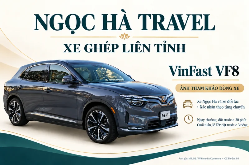 Minh họa tham khảo dòng xe VinFast VF8 cho  Bắc Ninh ↔ Hạ Long, không phải ảnh xe thực tế của Ngọc Hà